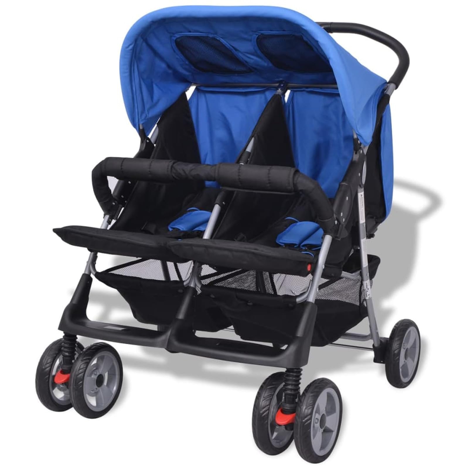 Passeggino Gemellare in Acciaio Blu e Nero,Bebè e bimbi,Trasporto bebè,Passeggini-10109