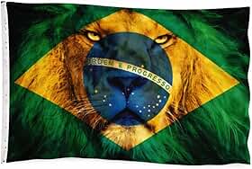 Bandeira Do Brasil Oficial - Diversos Tamanhos E Tecidos (LEÃO-POLIÉSTER, 2,00X1,50)