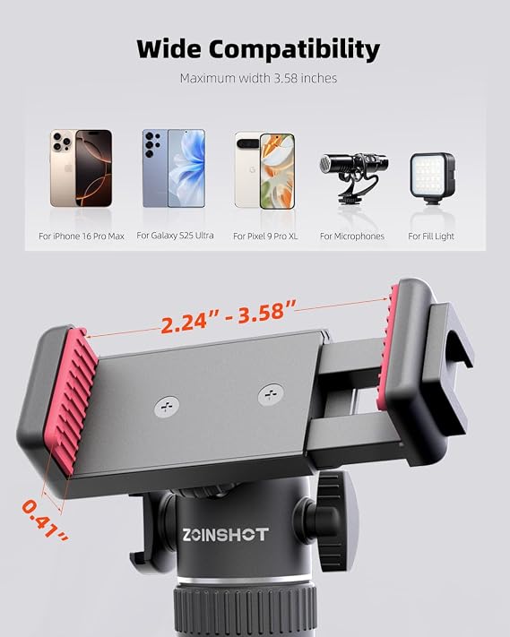 Mini Tripod, Lightweight Phone Tripod with Remote, Portable Selfie Stick for iPhone with Cold Shoe & Phone Holder, Extendable Cell Phone Stand Compatible with iPhone/Android/GoPro/Insta360