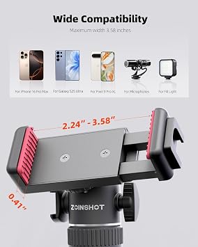 Mini Tripod, Lightweight Phone Tripod with Remote, Portable Selfie Stick for iPhone with Cold Shoe & Phone Holder, Extendable Cell Phone Stand Compatible with iPhone/Android/GoPro/Insta360