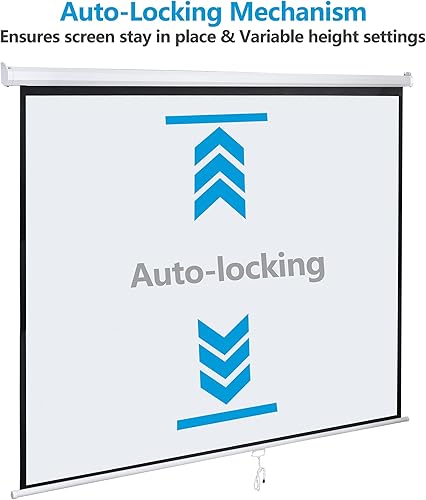 Miniatura 5 de SUPER DEAL Pantalla de proyector de 120 pulgadas, pantalla de proyección retráctil, pantalla HD desplegable manual, formato 11 para cine en casa,