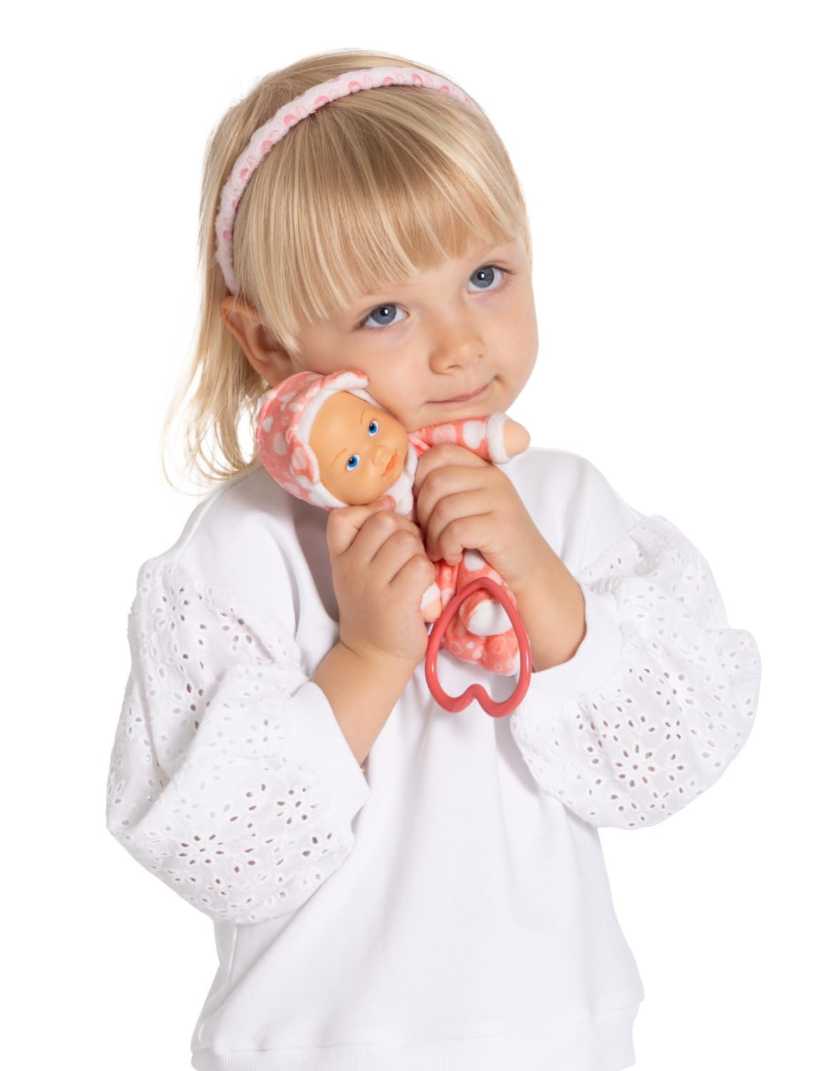 Chicco My First Doll, Baby Doll with Heart Ring, Easy to Grab, Soft and Light, Soft, Machine Washable, Baby Toys 0 Months+ Take Anywhere, Pink