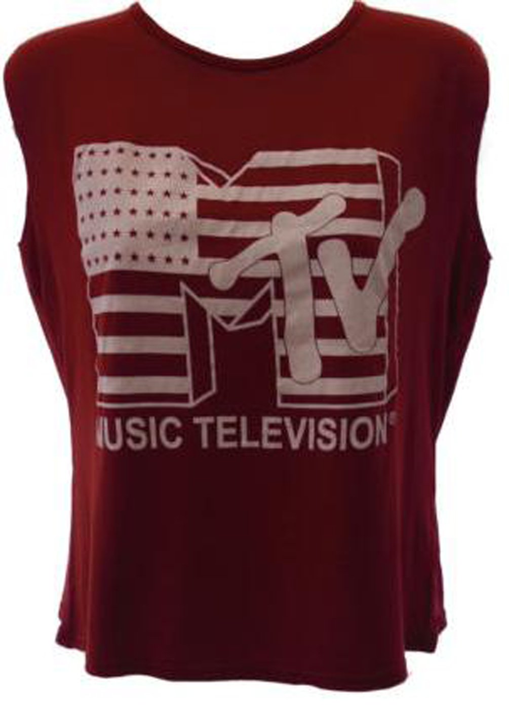 Women's Wine Mtv Music Television Print Sleeveless Crop Top Cropped T Shirt 8-14 (M/L 12-14, )