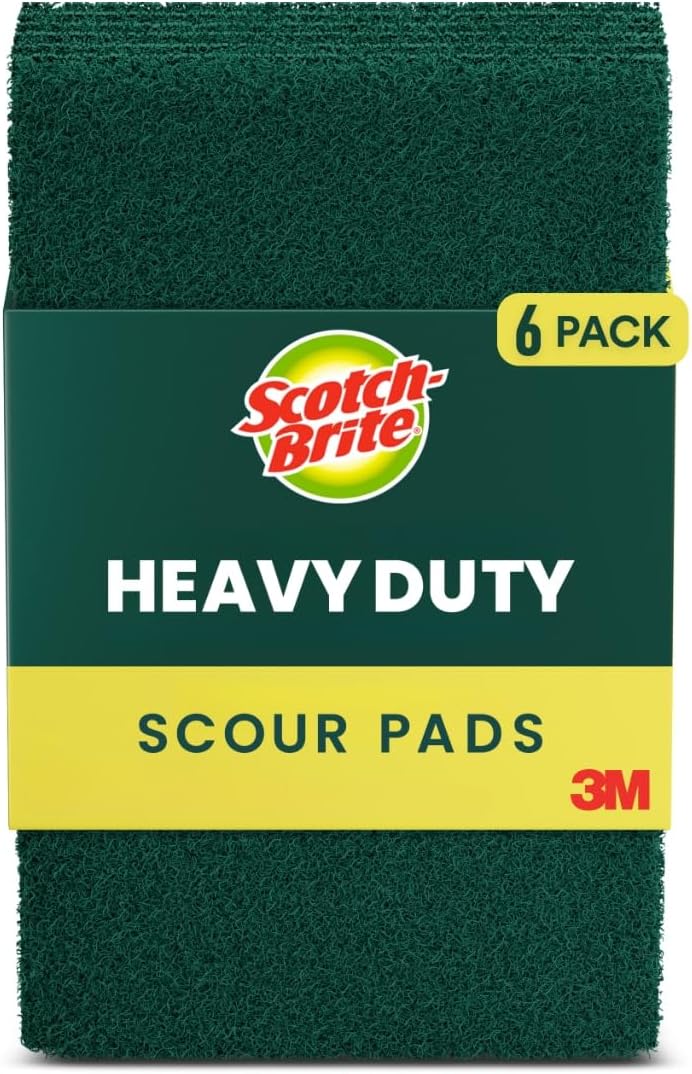 Scotch-Brite Heavy Duty Scouring Pad, Durable and Long-Lasting Dish Scrubber for Kitchen + Outdoor, 30 Scrub Pads for Uncoated Pots and Pans, Cast Iron Cooktops, Grill Grates, Oven Racks, and BBQ