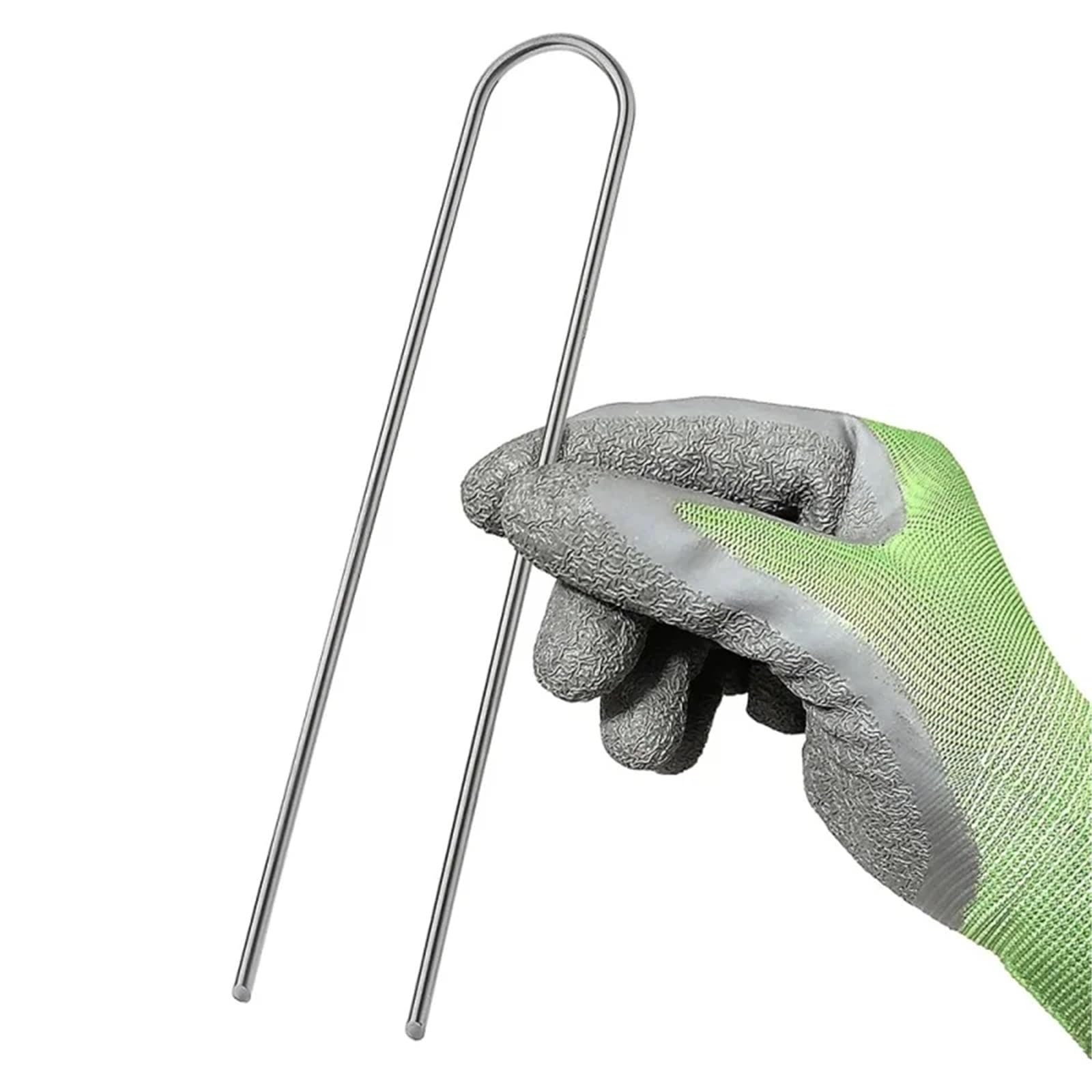 100 Pezzi di graffette zincate for Giardinaggio, da Giardino a U, Chiodi Terra, picchetti for Tubi Recinzione, for zolle, Punte for per Giardini(Silver-4cmx10cm)