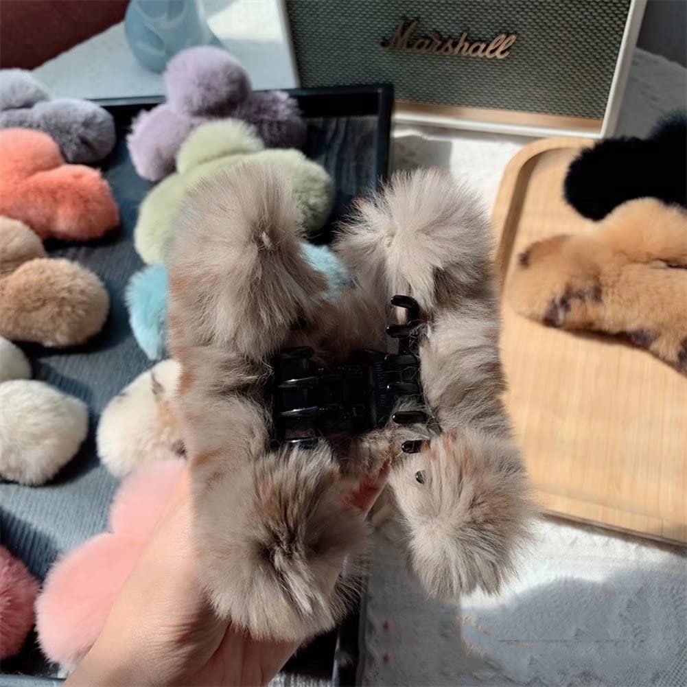 Claw Clips Barrettes ,Plush Hair Catch. Pinzas for el pelo de piel de conejo, pinzas for el pelo de felpa, pasador esponjoso dulce, abrazadera de mandíbula for cabello grueso, horquilla antideslizante