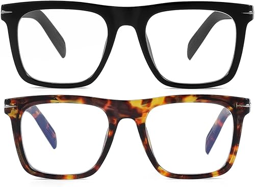 Miniatura 2 de NIDOVIX Lentes de bloqueo de luz azul cuadrados de moda para hombres y mujeres, marco de moda, lentes de computadora sin receta (negro + tortuga)
