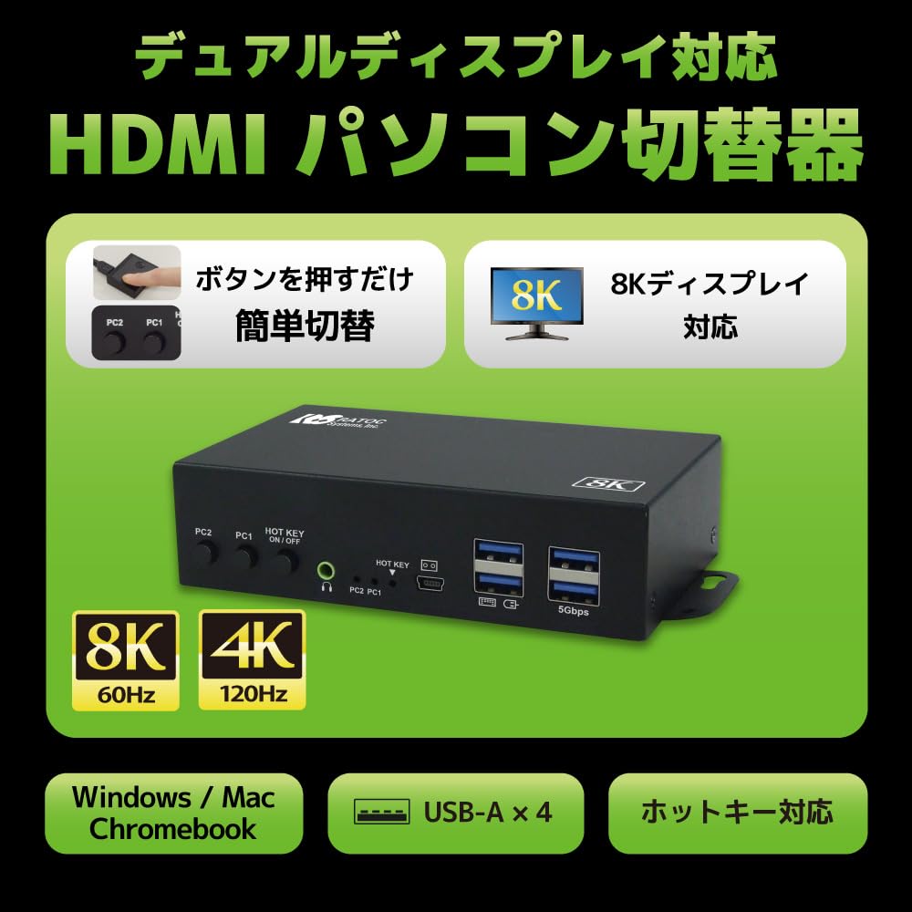 Amazon.co.jp: ラトックシステム 8K60Hz 4K120Hz デュアル