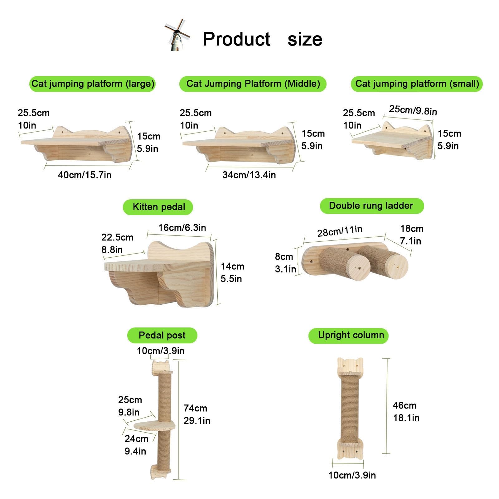 Mensola da parete in legno massello for gatti e trespolo for, nido fai te for, piattaforma for saltare, capsula spaziale, albero for in sisal(Style1)