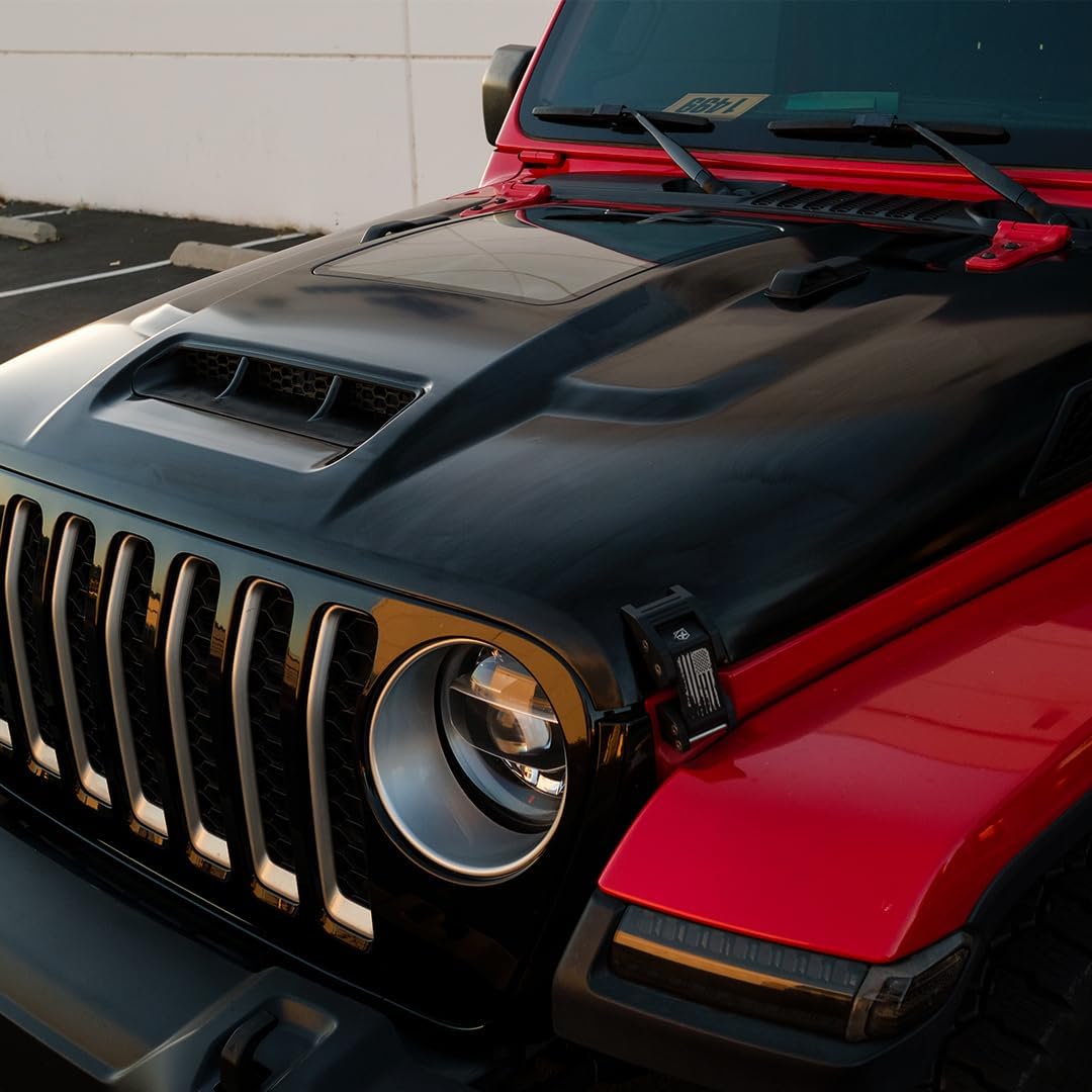 Xprite Heat Dispersion Steel Cowl Hood Vent - Functional Heat Extractor, Easy Install, Compatible with 2018+ Jeep Wrangler JL JLU & 2020+ Jeep Gladiator JT -ZR1, Engine Cooling, Enhanced Airflow