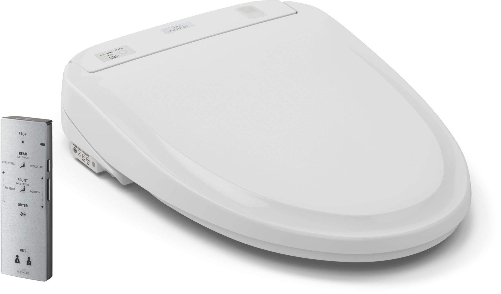 TOTO SW583#01 S350E Electronic Bidet Toilet Seat with Cleansing Warm, Nightlight, Auto Open and Close Lid, Instantaneous Water Heating, and EWATER+, Cotton White, Round