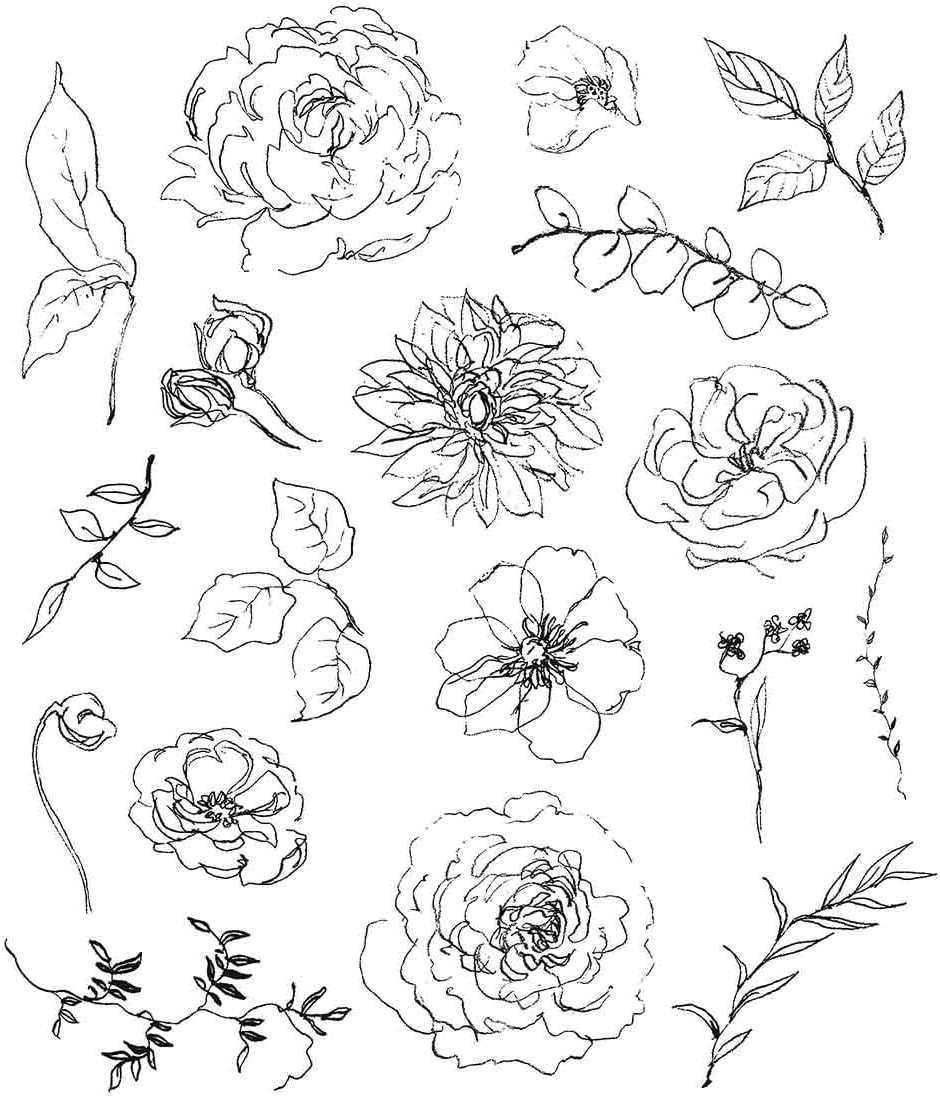 Tim Holtz Cling Stamps 7"X8.5", Floral Elements