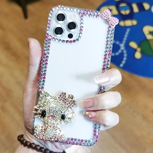 Miniatura 5 de Victor - Funda de silicona para mujer con diamantes de imitación brillantes para iPhone 14, 13, 12, 11, Hello KT, carcasa de silicona (iPhone 12