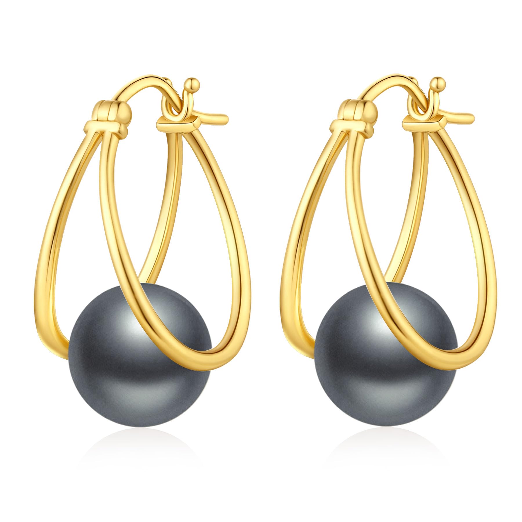 jiamiaoi 18Kt Weißgold plattiert Perlenohrringe Silber 925 Hängend, Perlen Ohrringe Hängend Mode Perlenschmuck für Damen