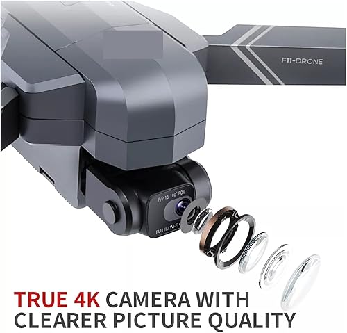 Vista 5 de Drone F11s Pro 4K Cámara profesional cardán de 2 ejes, antivibración, fotografía aérea plegable, sin escobillas, distancia RC 1.9 mi