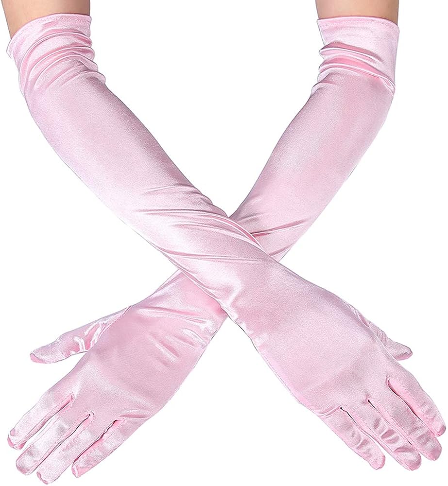 Xuhan 15" 21" Long Flapper Evening Opera Satin Gloves for Women Elbow Length 1920s