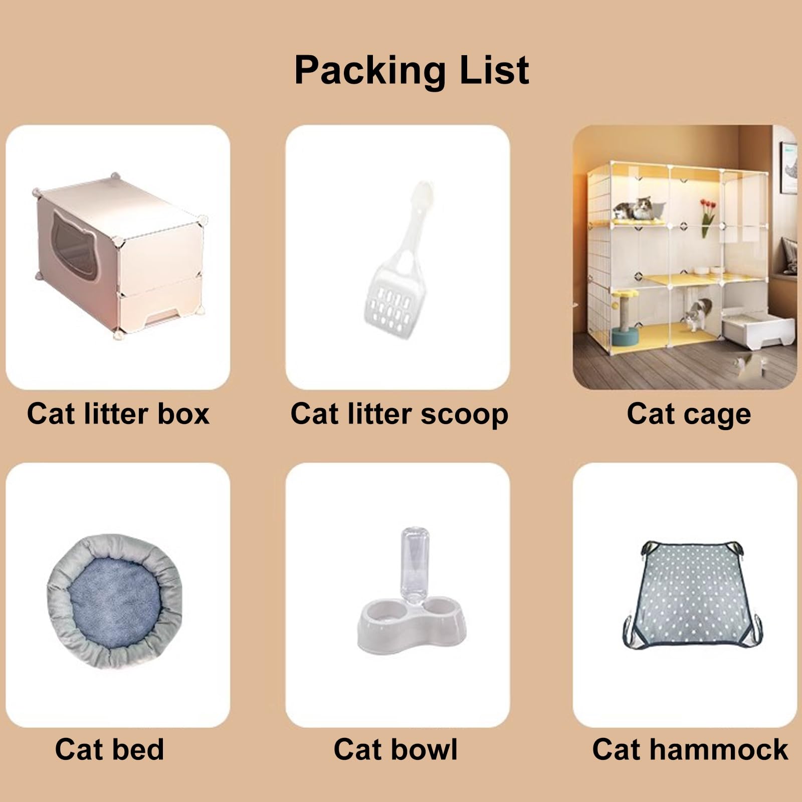 Grande Cage pour Chat, Cage D'intérieur pour Chat avec Bac a Litière, Villa pour Chat a 3 Niveaux, Enclos Chat a Monter Soi-Même, Cage pour Chat Interieur, pour 1 a 3 Chats