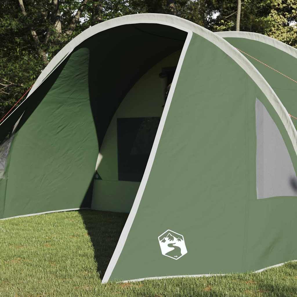 Tunnelzelt für 5 Personen Grün Weiß 805x405x211 cm wasserdicht UV-beständig Familien-Camping Garten Zelt mit Vorzelt Belüftung E-Port Licht-Haken