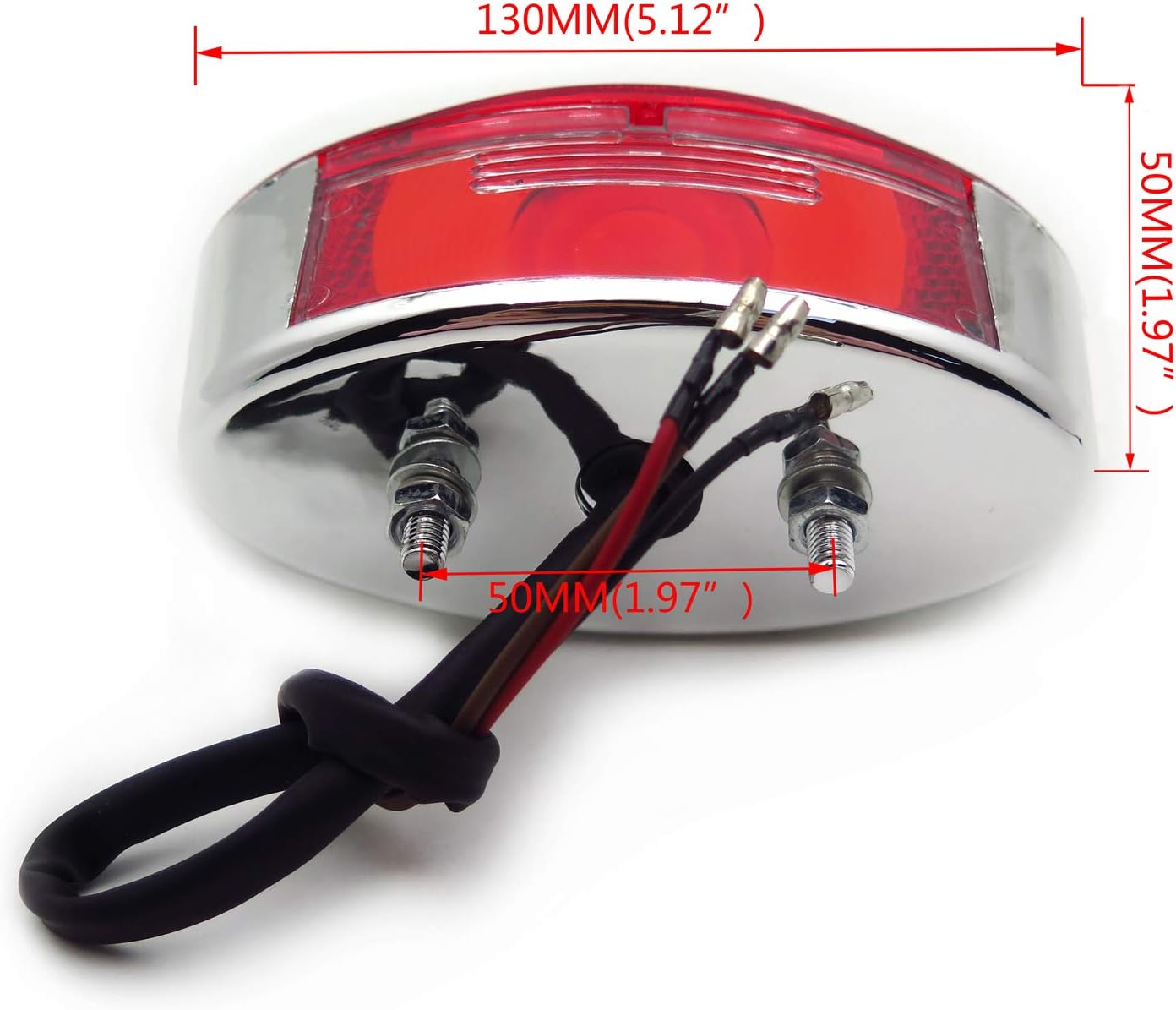 XKMT-Chrome Horizontal Vertical Zigzag Side Mount License Plate Bracket Chrome Oval-shaped LED Tail Brake Light Integrated Compatible With CBR Ninja Boulevard GSXR [B01BUKM6AK]