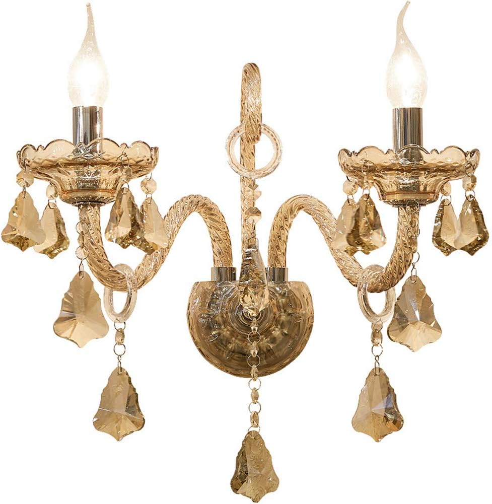 Wall-Lamp Crystal Candle Wall Sconce Creative 2 Light Glass Wall Lights Corridor Aisle Lamps Living Room Wall Decor Lights