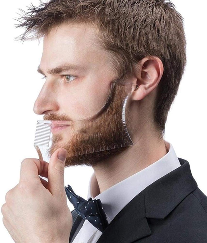 Beard Shaper Template Shaping Tool, Premium Quality Template Shaping for Goatee Mustache Sideburns Facial Hair Trimming Grooming Guide for Men Jaw Cheek Neck Line Symmetric Curve