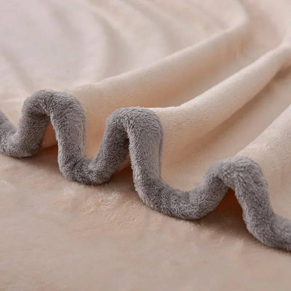 Coperta in Pile di Latte con Copripiumino e Lenzuolo Matrimoniale in Velluto Corallo, Set da 4 Pezzi