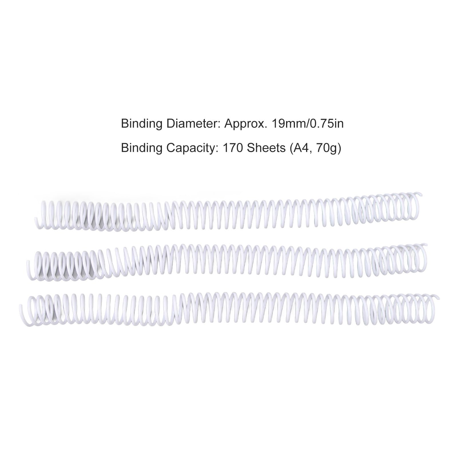 50 pezzi di spirale per rilegatura, diametro 19 mm, passo 4:1, dorso per rilegatura formato A4, capacità di 170 fogli, spirale in plastica per rilegatura di carta formato letter (1)