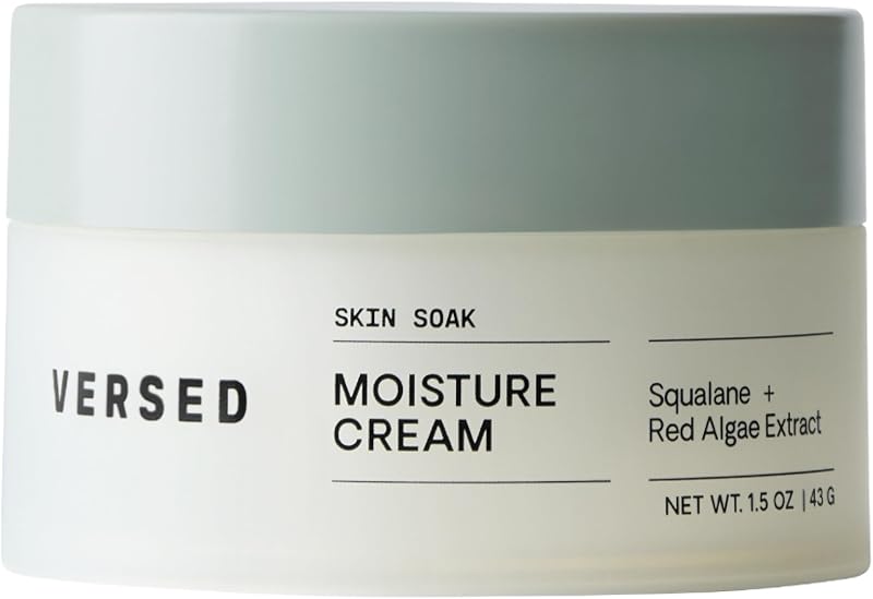 Versed Skin Soak Moisture Cream | Sqalane + Red Algae Extract, 1.5 Oz | Rich daily cream nourishes skin, softens texture and supports comfort for sensitive, eczema-prone skin