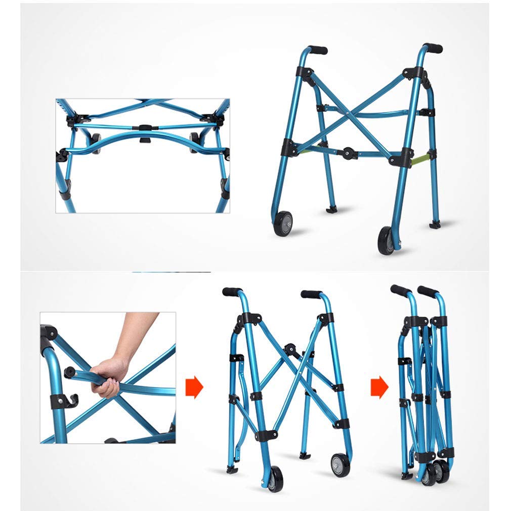 Portable Stand Assist Walker Pieghevole Rolling Walking Frame Aiuto per la Mobilità degli Anziani con 2 Ruote e deambulatore per Tappetino da Sci
