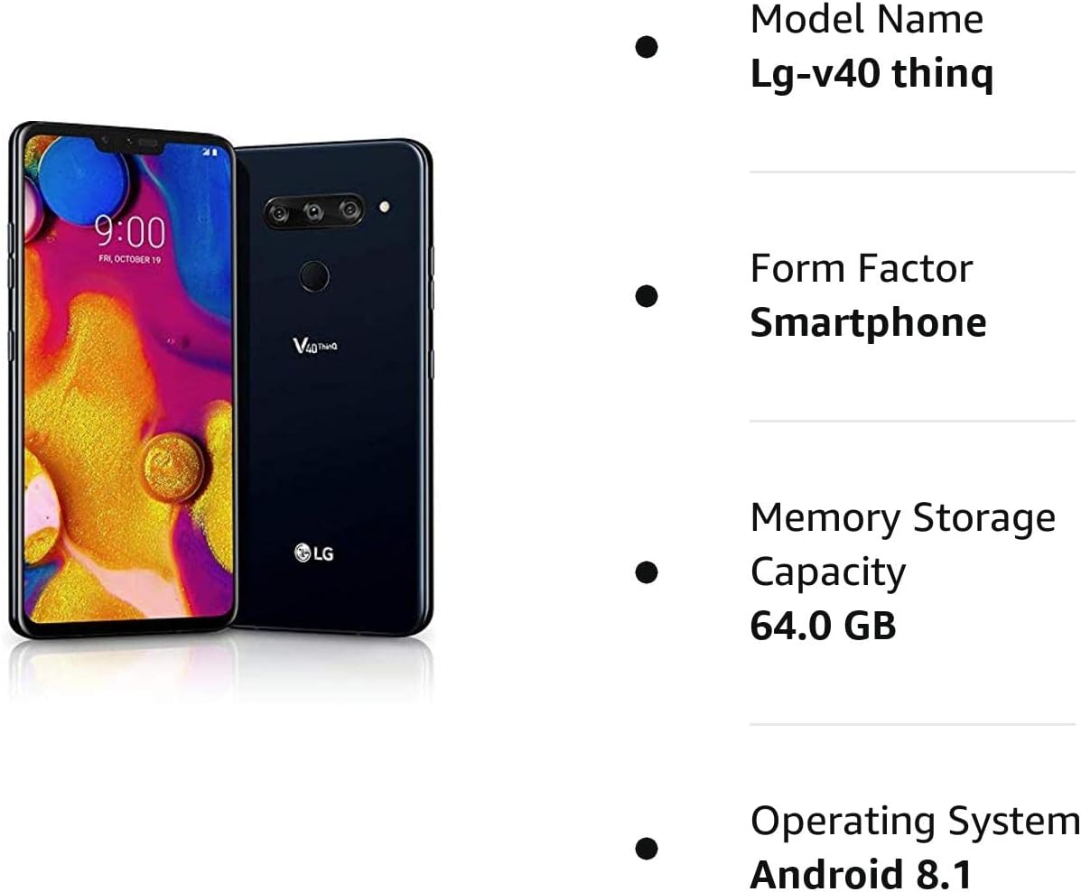LG V40 ThinQ 64GB Aurora Black - Sprint(Renewed)