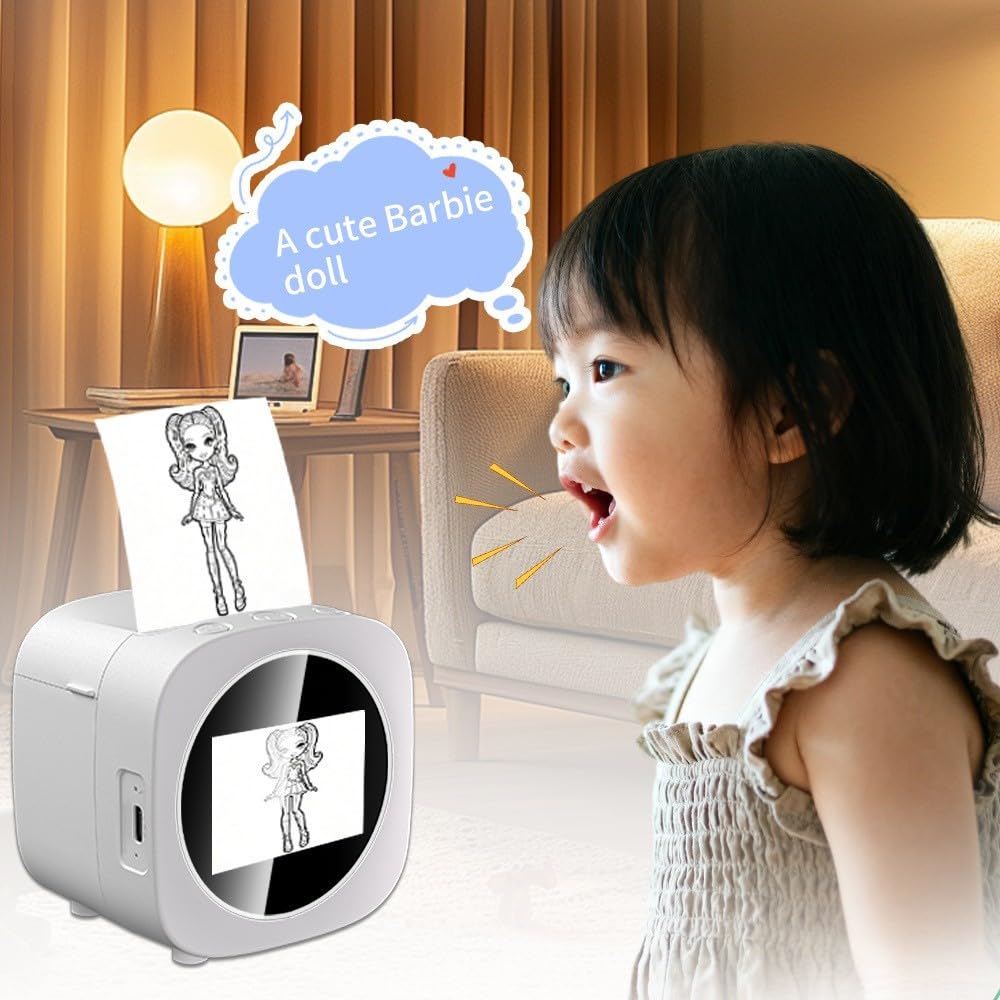 Stampante Adesivi Vocale AI Compatta: Per Scrapbooking e Foto Termiche - 3 Rotoli Inclusi Design Tascabile (White)