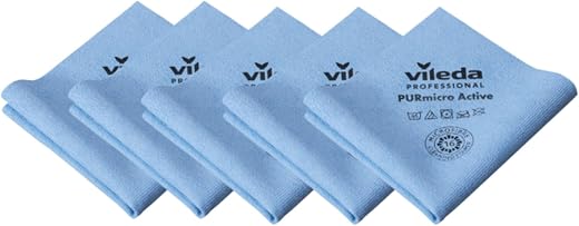 Vileda Professional,Panno microfibra PurMicro Active,Blu,5pz,PUR,38x35cm