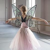 Vista 26 de Alas de hada para adultos, alas de princesa transparentes brillantes, alas de ángel, ideales para disfraz de Halloween, color blanco