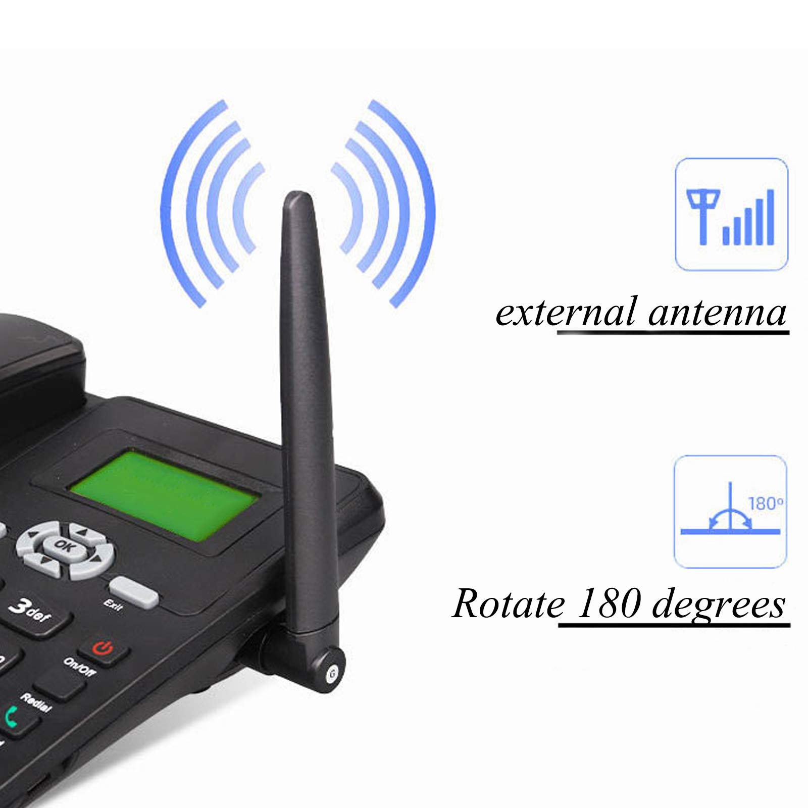 IBOWZ Teléfono Fijo con Cable Teléfono de Escritorio inalámbrico gsm: teléfono para Empresas o familias,para Oficina,hogar,Centro de Llamadas,Empresa,Hotel,Manos Libres,SMS,batería Recargable,telé