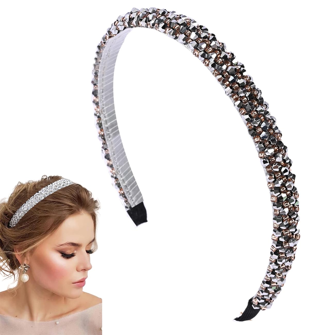 Traziewell Headbands for Women's Hair Rhinestone Hair Hoop Gold Silver Crystal Headbands Exquisite Hair Hoop Crystal Hair Accessories for Girl Woman Hair Accessories, 3012