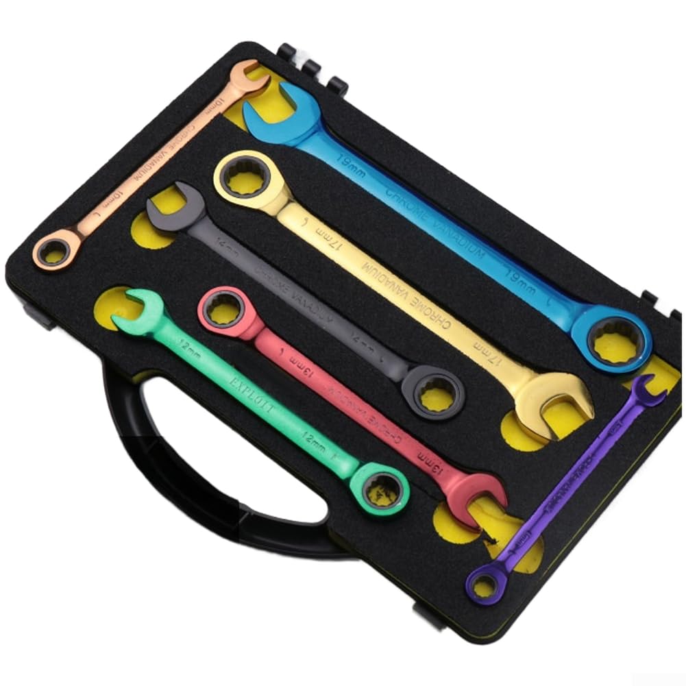 Set di chiavi a cricchetto a 72 denti in acciaio al cromo vanadio, design a doppia testa con manici colorati per una riparazione automatica efficiente (B)