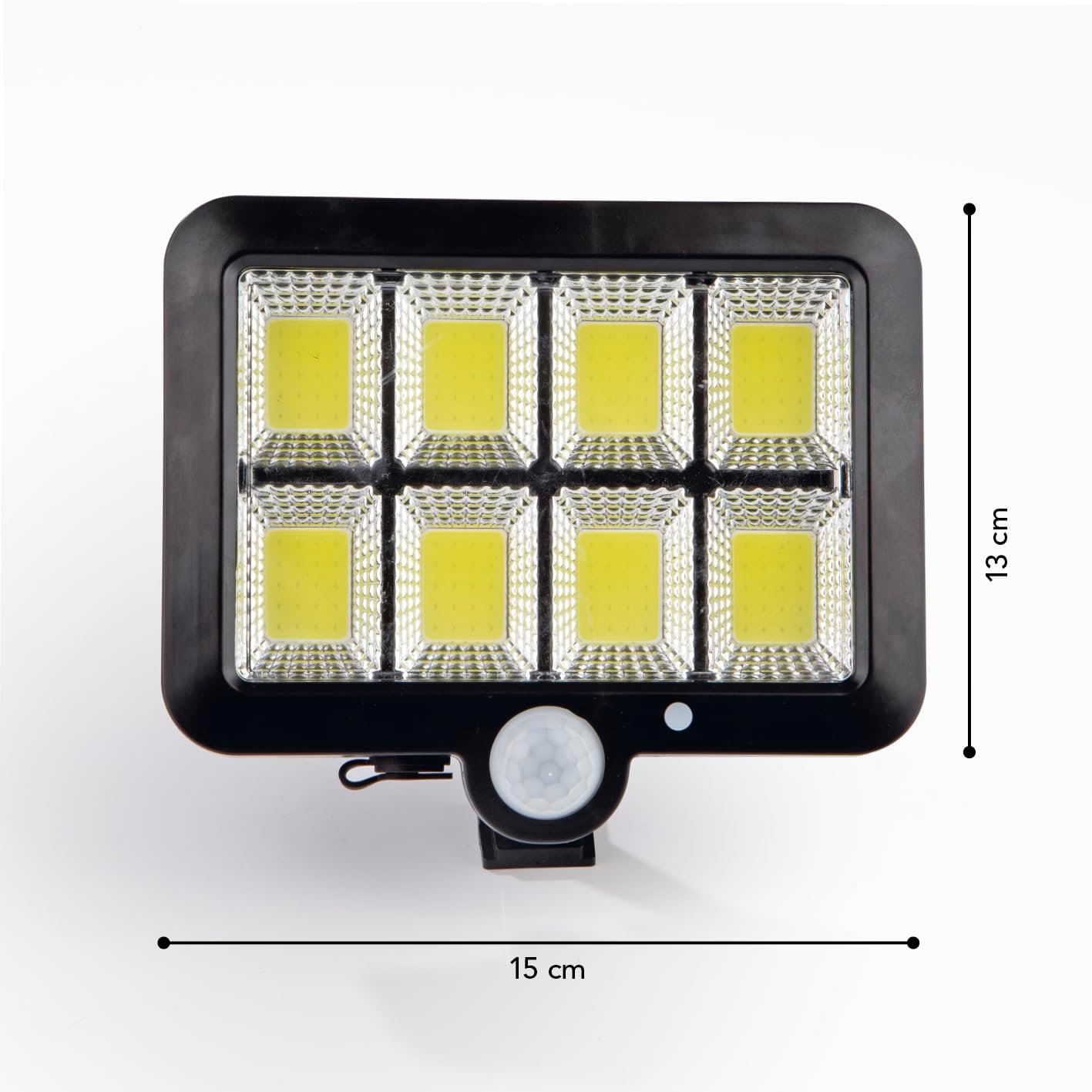Dimensions of the EASYmaxx LED Solar Spotlight unit.