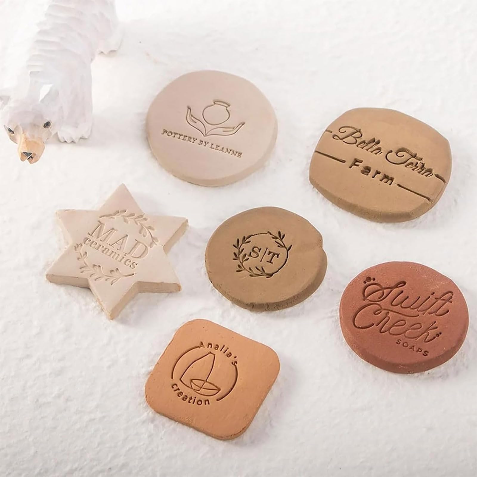 esmen Timbro in Ceramica Personalizzato per Argilla Timbro in Ceramica Personalizzato Timbri con Lettere Personalizzate con Il Tuo Logo Timbro in Ceramica Timbro per Sapone