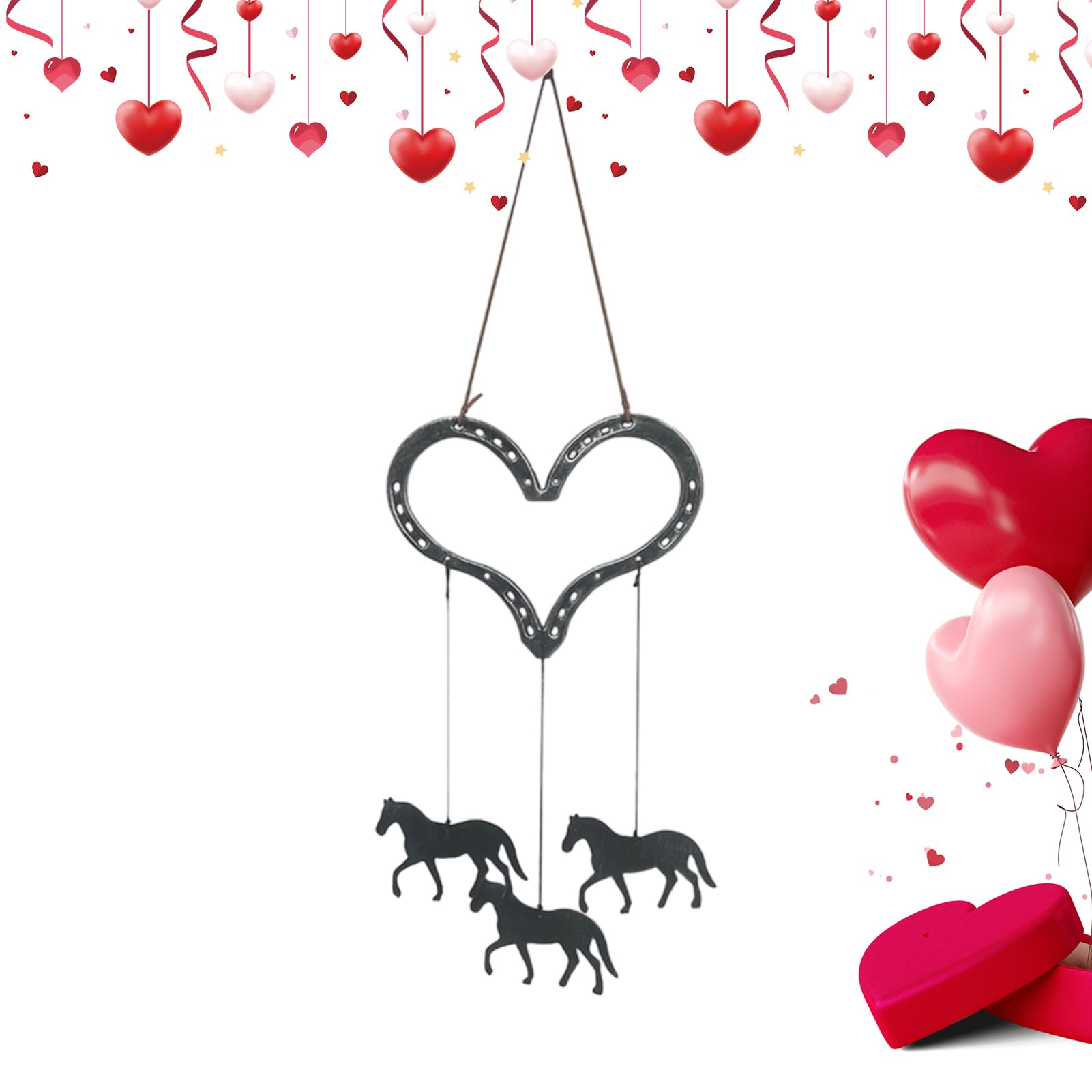 Carillon à vent en forme de cœur de haute qualité ornement métal amour galopant
