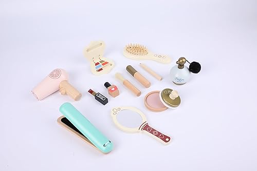 Miniatura 5 de Practical Life Care of Self - Juego de juguetes de maquillaje de madera, 12 piezas para niñas, imaginativo, juego de simulación, bolsa de belleza,