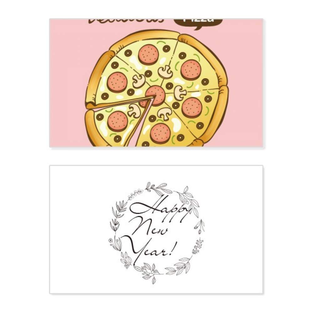 Tarjeta conmemorativa de Año Nuevo original con mensaje de bendición y motivos de pizza 5