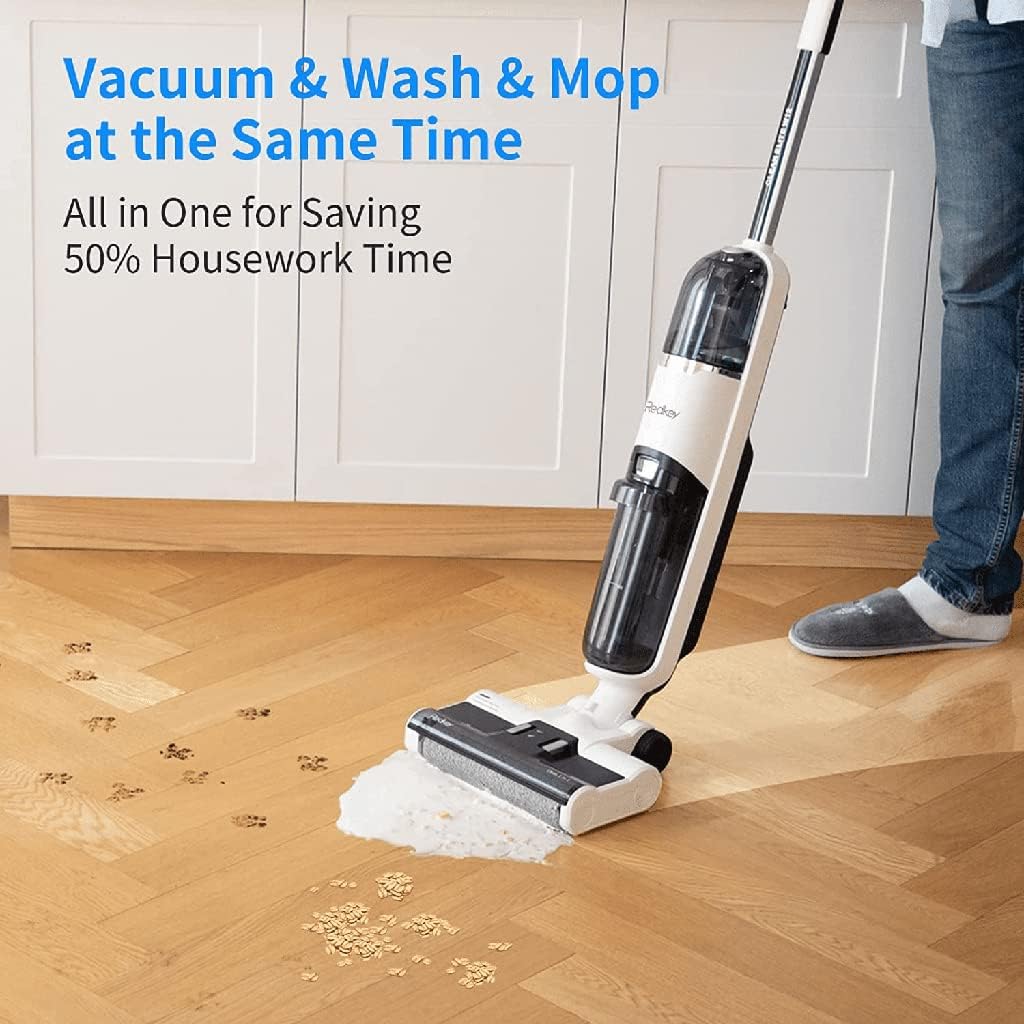 Redkey W12 performing vacuum, wash, and mop functions simultaneously