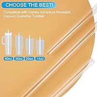 Vista 4 de Popote de repuesto compatible con vaso Stanley de 40 onzas y 30 onzas, paquete de 10 popotes reutilizables con cepillo de limpieza, plástico