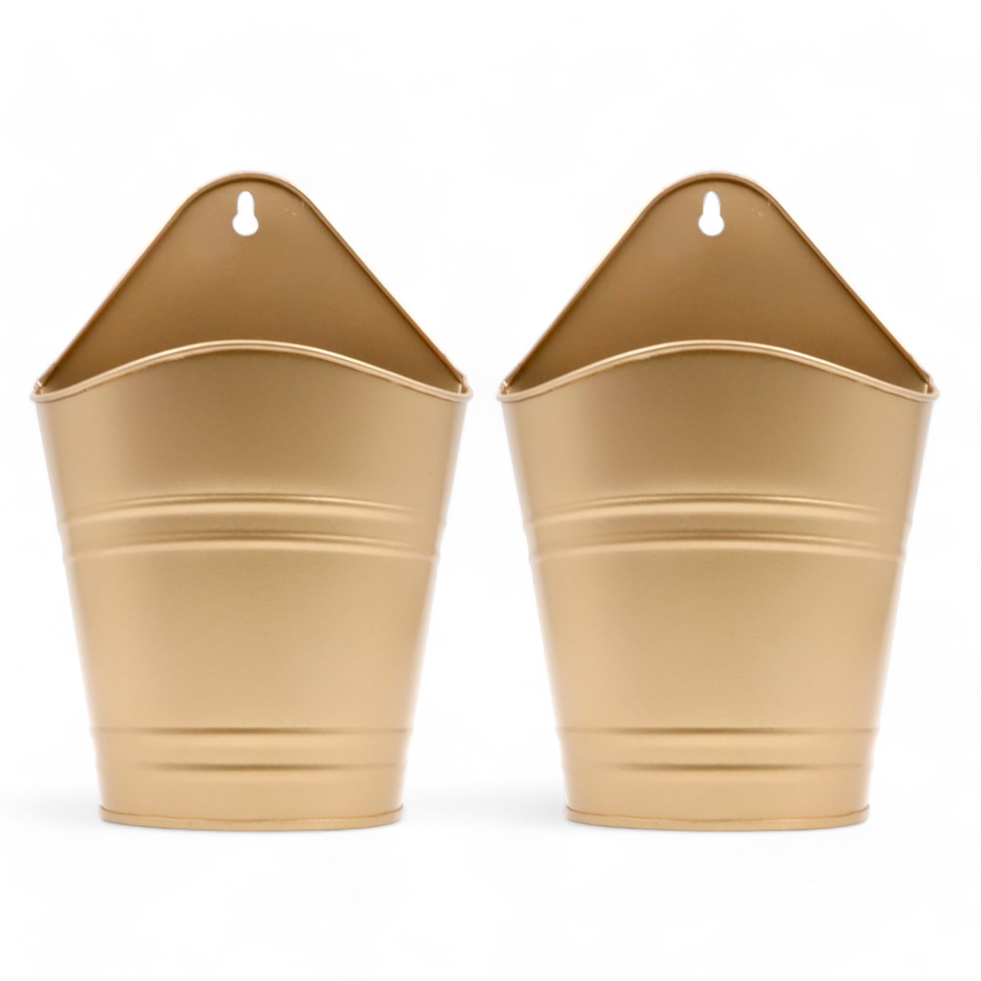 HOSLEY Metal Galvanized Decorative Modern Indoor Wall Planters|Flower Pots Home Garden Decor Planter for Living Room Bedroom Interior Balcony|10 Inch High|Pack of 2 |Gold (B0D3V1N6G2) Amazon Price History, Amazon Price Tracker