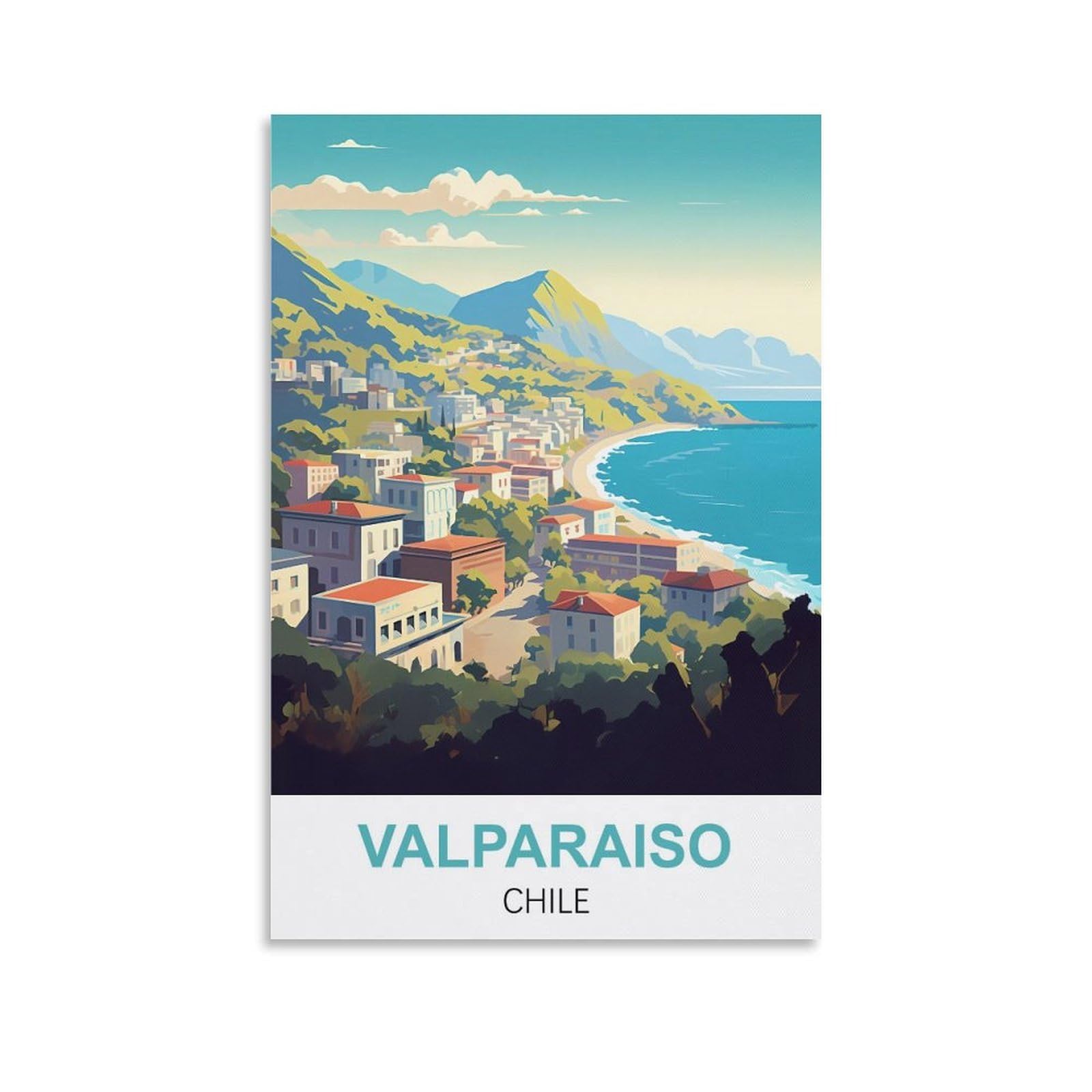 CTZIKWW Valparaiso Chile Vintage Travel Posters 08x12inch(20x30cm) Canvas Art Prints Picture Wall Art Painting