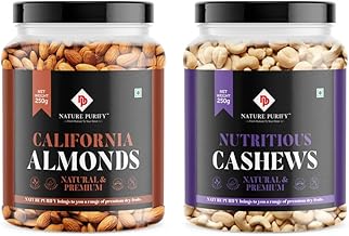 Nature Purify Dried Fruits Combo Almond and Cashew 250gm Each Pack OF 2 | Healthy Snacks Mixed Nuts with Dry Fruit | Nutrient-Rich Snack for Wellness | Diwali Gift