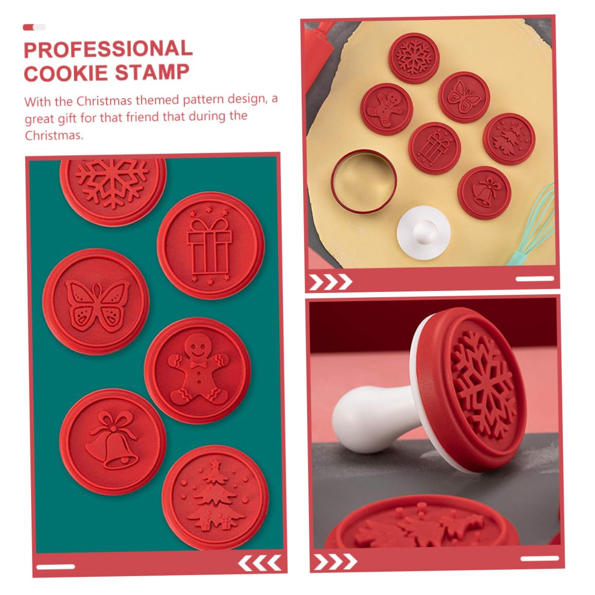 Alipis 5 Sätze Cookie-Stempel Kuchenschablonen Weihnachtsplätzchen Keksstempelform weihnachts backform weihnachts plätzchenformen Keks Zubehör Ausstecher aus Silikon Kieselgel rot