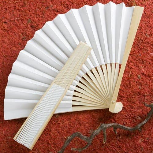 60 Elegant White Folding Fans