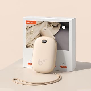 JISULIFE Hand Warmers, Rechargeable Electric Reusable Hand Warmer/Power Bank, Pocket Warmers with LED Display, Portable Hot Hands Hand Warmers for Outdoors Skiing Hunting Camping Golf Warm Gifts
