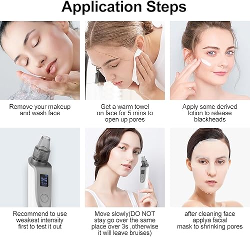 Miniatura 7 de Aspiradora de poros para eliminar puntos negros, limpiador de poros de vacío facial, extractor de vacío de puntos negros, extractor de poros,